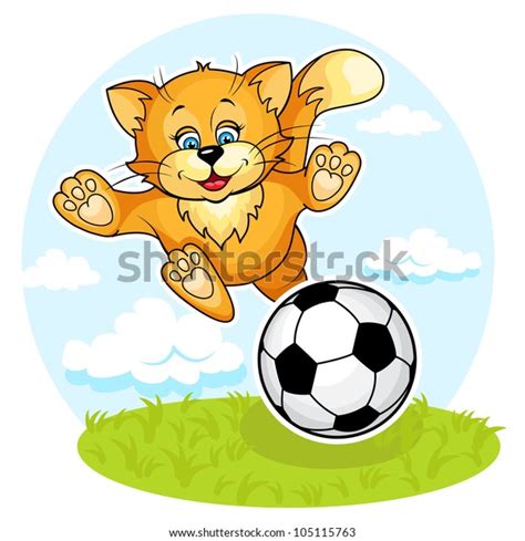 Vector Illustration Cute Kitten Football Separate Stock Vector Royalty