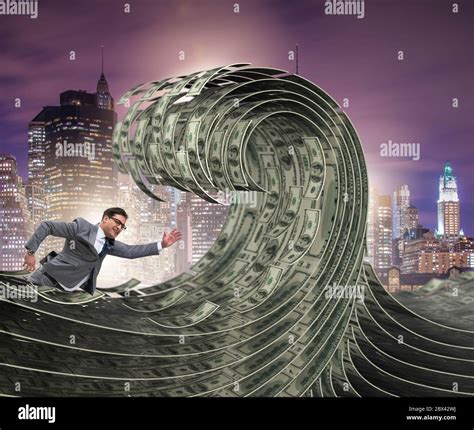 The Businessman Swimming In The Sea Of Dollar Money Stock Photo Alamy