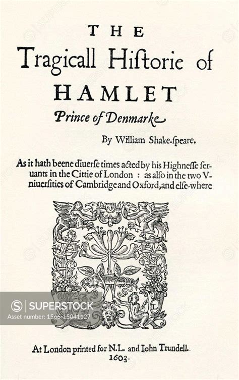 After The Title Page Of The First Cuarto Of Shaekspeare S Play Hamlet