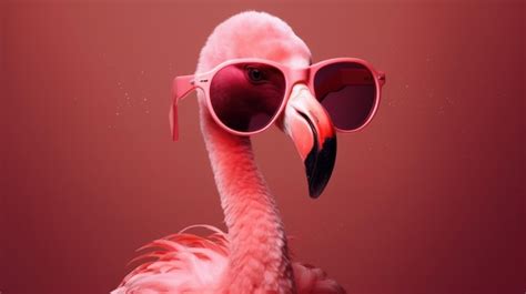 Premium Photo Pink Flamingo Wearing Summer Sunglasses Generative Ai