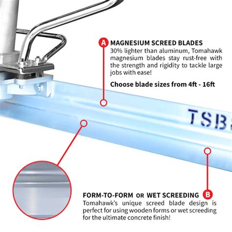 Tomahawk Magnesium Aluminum Concrete Power Screed Board For Tvsa H