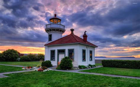 Sunset over the lighthouse wallpaper - World wallpapers - #35376