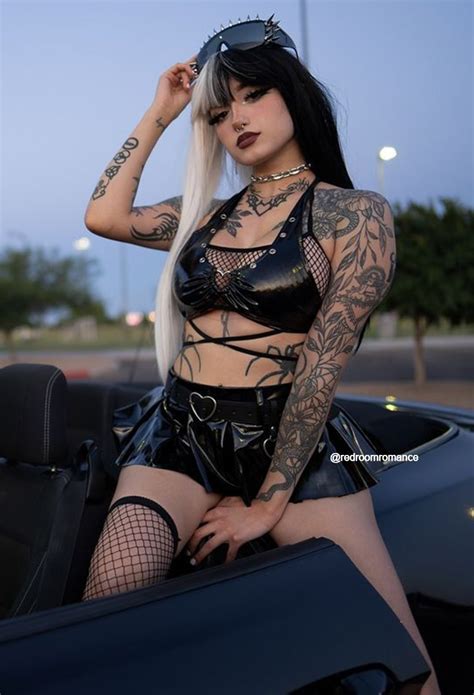 Gothic Sexy Dark Style Lingerie SetGothic Lingerie Outfit Black Strap Halter Top And Skirt