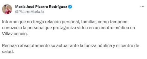 María José Pizarro Le Responde A Hombre Que Afirmó Ser Primo Suyo E Intimidó A Personal De