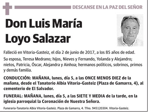 Luis María Loyo Salazar Esquela El Correo