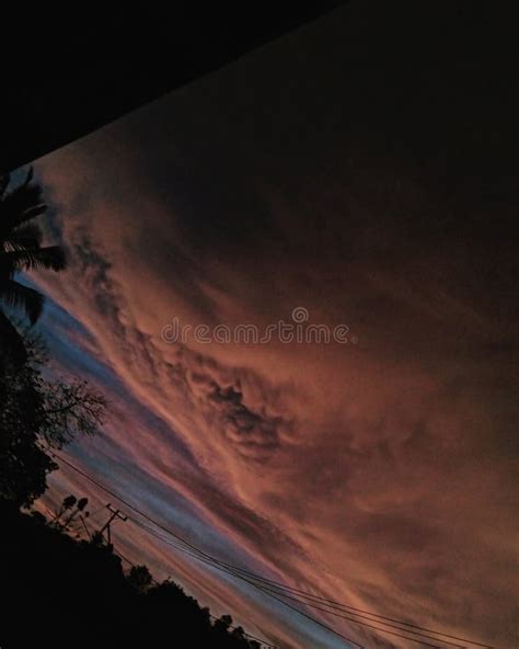 Strange Evening Clouds Appeared After The Rain Stopped Stock Image