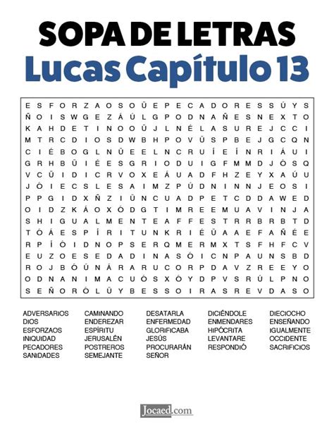 Sopa De Letras Lucas Capítulo 13 Sopas De Letras Para Imprimir