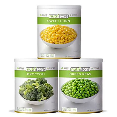 Nutristore Freeze Dried Vegetable Variety 3 Pack Vegetables For Healthy Snack Or Long Term