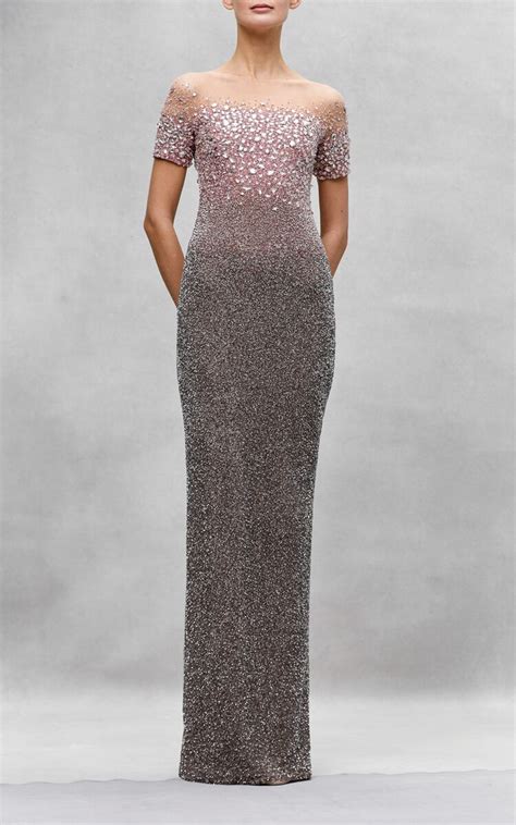 Pamella Roland Women S Signature Crystal Embellished Sequinned Gown