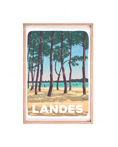 Affiche Encadrée 30x40 LANDES Au Bord du Lac Bois