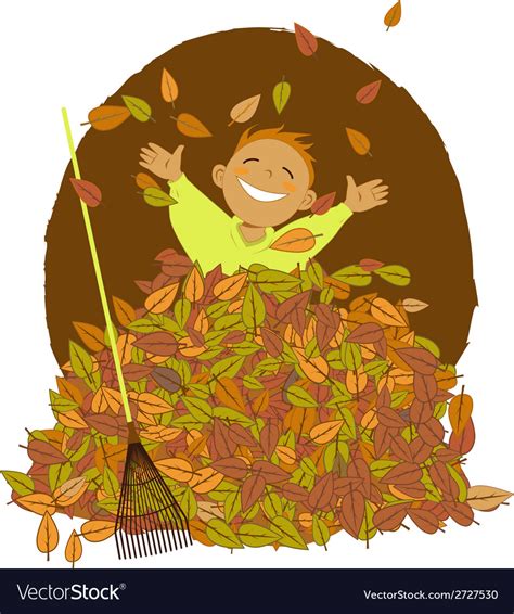 Raking Leaves Royalty Free Vector Image VectorStock