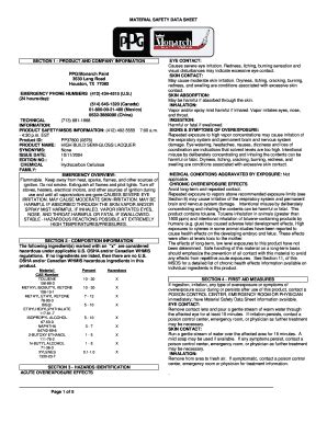 Fillable Online Material Safety Data Sheet Section Bb Ppg