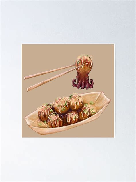 Takoyaki Poster For Sale By Tyrannart Redbubble