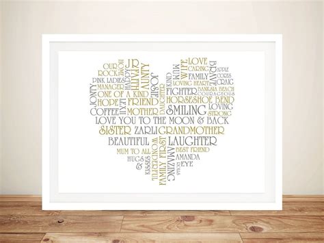 Bespoke Heart Shaped Valentines Day Framed Custom Word Art Prints