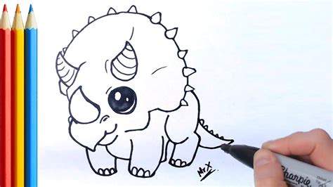 (fast-version) How to Draw Dinosaur (Triceratops) - Step by Step ...