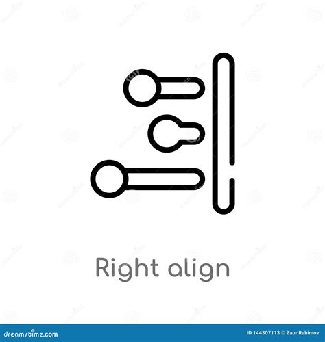 Outline Right Align Vector Icon Isolated Black Simple Line Element