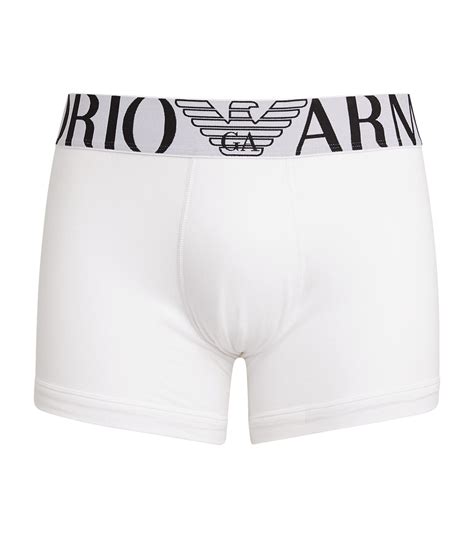 Mens Emporio Armani White Stretch Cotton Logo Trunks Harrods Uk