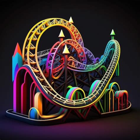 Premium AI Image | a brightly colored roller coaster ride in a dark ...