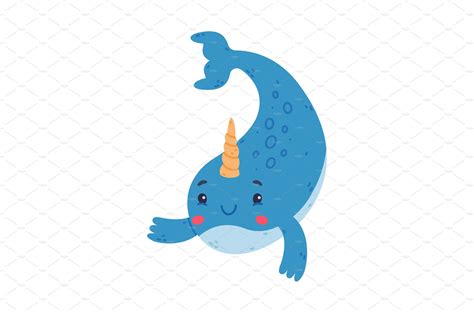 Funny cute baby narwhal. Cheerful – MasterBundles