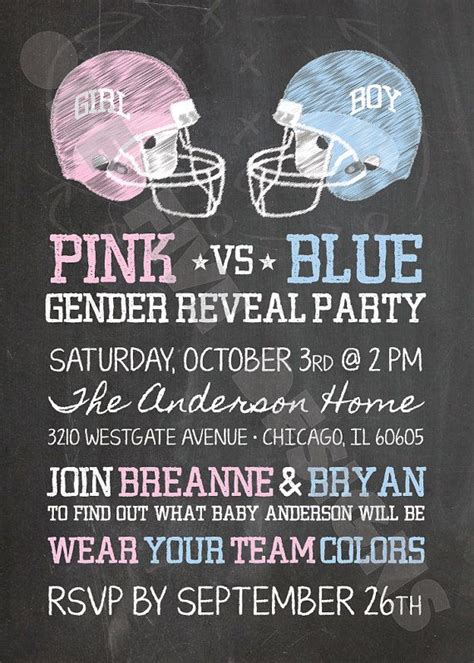 Chalkboard Football Theme Gender Reveal Party Team Pink Vs Team Blue