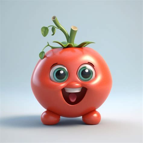 Premium Ai Image A Tomato With A Green Nose And A Green Nose Is Smiling