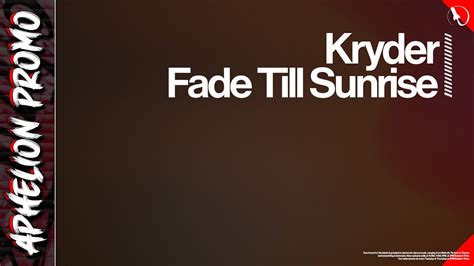 Kryder Fade Till Sunrise Extended Club Mix YouTube