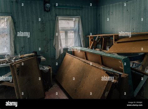 The Room Of An Abandoned Old Village House With A Pile Of Old Broken