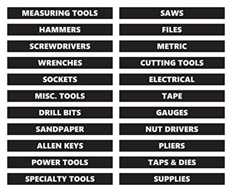 Toolbox Organizational Magnetic Labels By Dcm Solutions Black 05h X