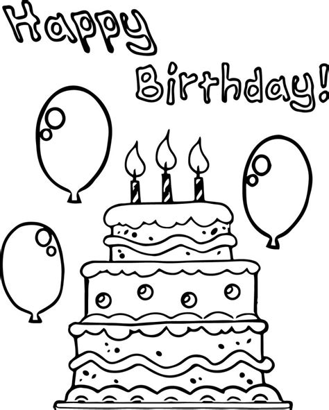 Birthday Balloons Cake Coloring Page Coloring Pages