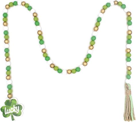 Amazon Muised St Patrick S Day Wood Bead Garlands With Tassel