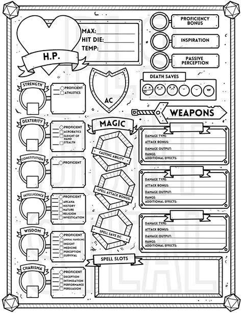 Dungeons and Dragons Downloadable Character Sheet - Etsy