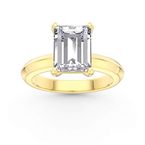 Unity 3ct Moissanite Emerald Cut Solitaire 9ct Yellow Gold Proposal