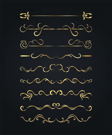 Premium Vector Golden Floral Dividers Elements Mega Collection