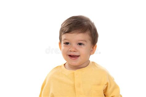 Cute Happy Baby With Yellow T Shirt Stock Image Image Of Male