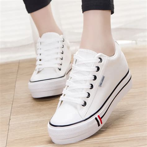 Canvas Platform Women Vulcanize Shoes Outside Increased Internal Casual