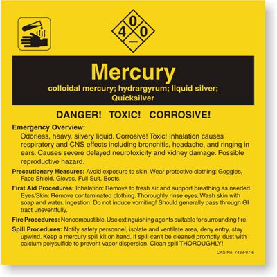 ANSI Recommended Mercury Information Sign From ChemicalLabels