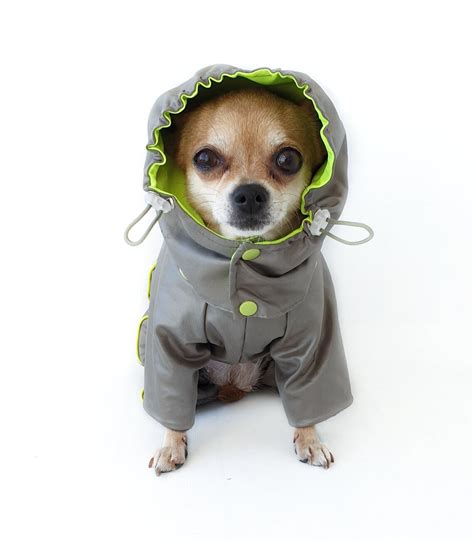 Full Body Dog Raincoat With Hood Rain Clothes For Dogs Khaki Etsy