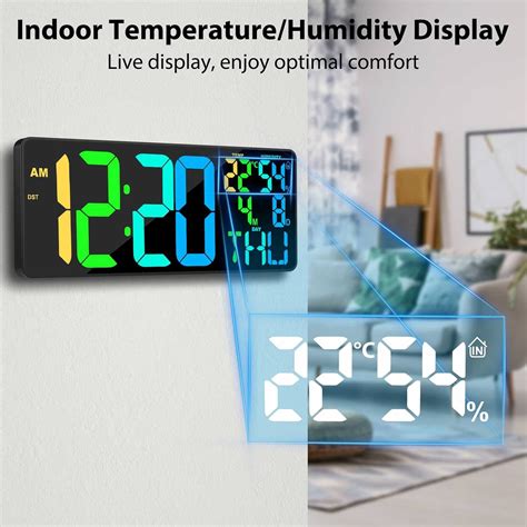 [Oversized] 18" Digital Wall Clock Large Display, 11 RGB Color - Modern ... 