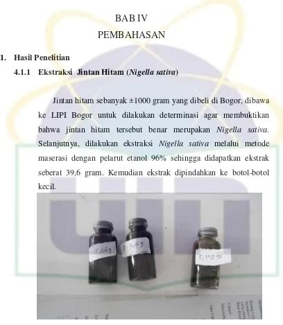 Uji Efektivitas Ekstrak Jintan Hitam Nigella Sativa Terhadap