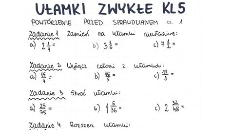 Ułamki Zwykłe Klasa 5 Gwo Matematyka Z Plusem Sprawdzian Pdf