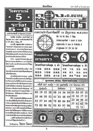 Thai Lottery First Paper Magazine Tips 16 June 24 Thai Lottery Thai