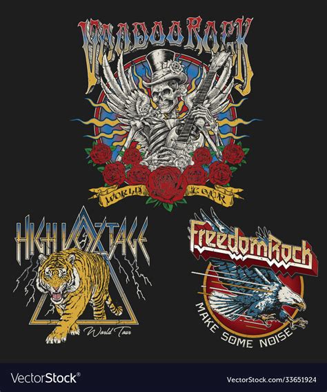 Set Vintage Rock Concert Style T Shirt Designs Vector Image
