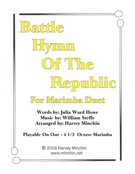 Battle Hymn Of The Republic Arr Harvey Minchin By Julia Ward Howe