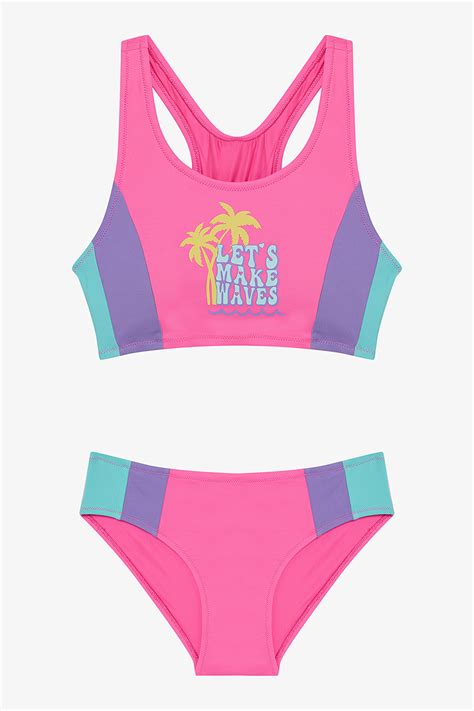 Conjunto de bikini rosa palmeras Bikinis para niñas WomenSecret