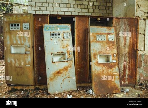 Machine with water - sparklings oda water in Chornobyl exclusion zone ...