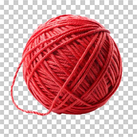 ball  red thread isolated  transparent background premium ai