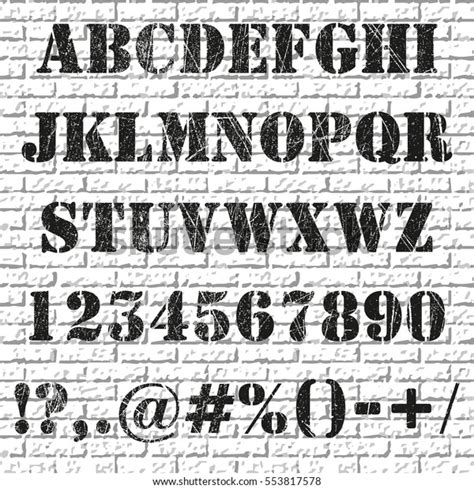 Grunge Full Alphabet Numbers Isolated On Stock Vector Royalty Free