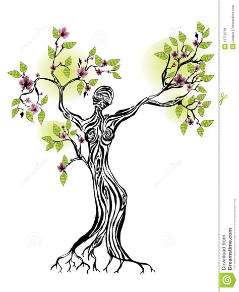 Spring Tree With Women Silhouette Tree Of Life Art Tree Art Tree Of