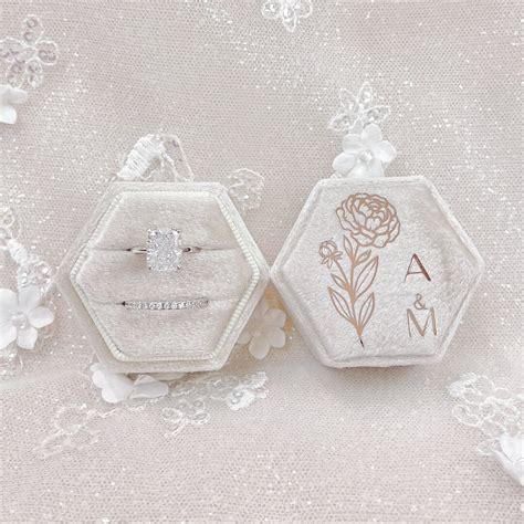 Birth Flower Ring Box Wedding Ring Box Flowers Initial Ring Box