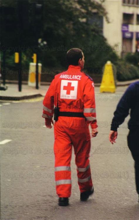 Red Cross Team Wearing Their Ems Jumpsuits At Lord Mayors Show